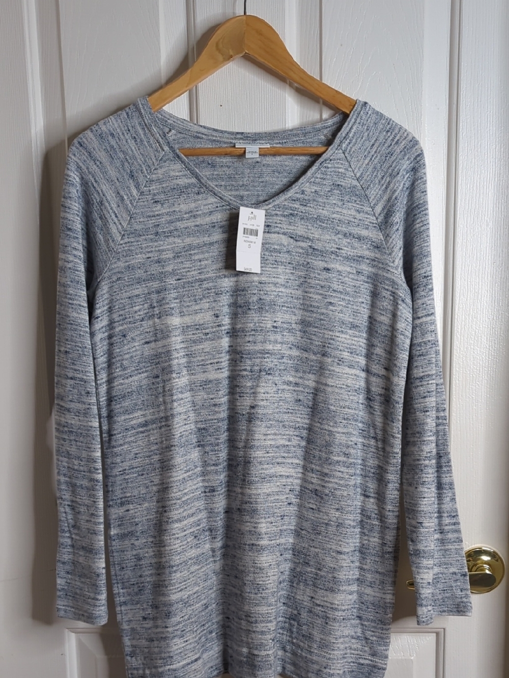 J. Jill Indigo Marled V-Neck Knit Top With Pockets NWT SMALL